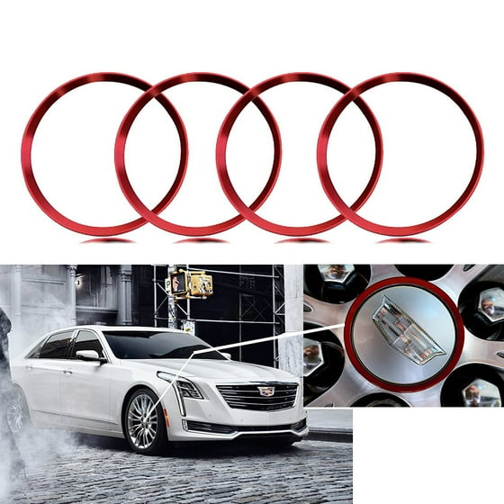 Xotic Tech Red Alloy Car Wheel Rim Center Cap Hub Rings Decoration