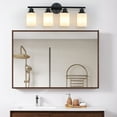 thumbnail image 3 of 24" Modern 4-Light Vanity Bathroom Mirror Light, Frosted White Glass with Black Iron Frame, Contemporary Wall Sconce for Bedroom, Bathroom, And Dressing Room (Bulb Not Included), 3 of 9