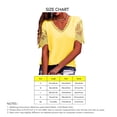 thumbnail image 4 of Blusa casual de manga corta con cuello en V y ribete de encaje de color puro para mujer para uso diario Amarillo XL, 4 of 4
