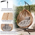 thumbnail image 4 of Harper & Bright Designs Outdoor Hanging Egg Chair with Stand, Patio Wicker Hanging Chair, Indoor Hammock Swing Chair, 330 LBS Capacity for Bedroom Balcony Garden, Brown+Yellow,Grey, 4 of 14