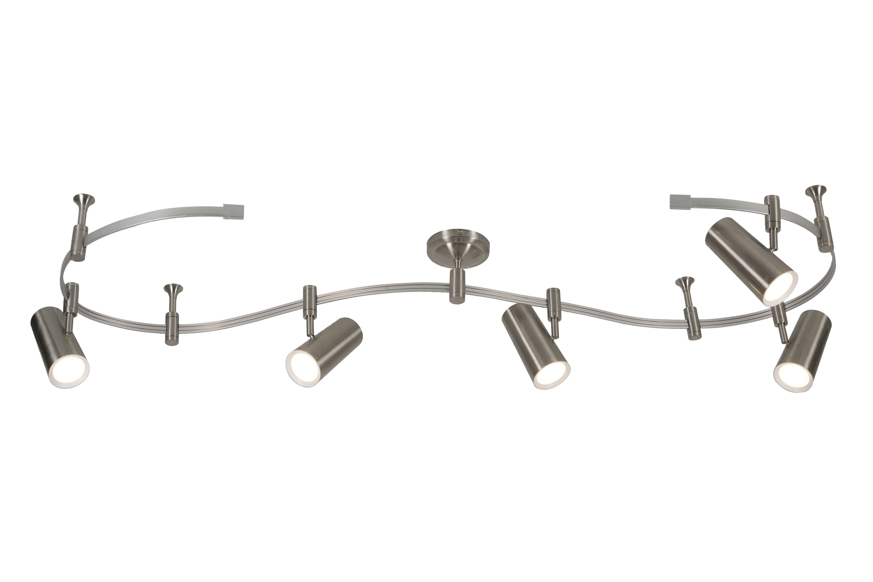 Catalina Lighting Ellipse Flex Track 5-Light Dimmable LED Track Light with 8' Adjustable Track Rail Modern Light Fixture for Kitchen, Living Room, Bedroom, or Office, 3000K, Brushed Nickel