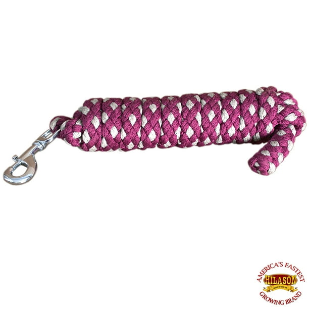 18BH Horse Riding Poly Horse Roping Lead Rope Maroon Gray 1/4X8 Ft