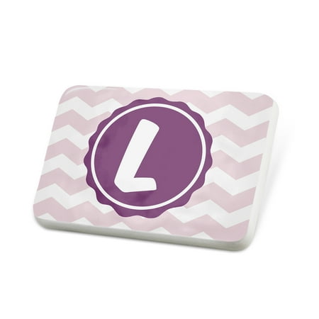 Porcelein Pin Monogram L Pink Purple Chevron Lapel Badge – NEONBLOND
