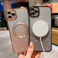 thumbnail image 6 of Compatible with iPhone 11 Pro Max Magnetic Gardient Glitter Case, Plating Bling Cute Case with MagSafe for Women Girls Full Camera Protector Back Cover for iPhone 11 Pro Max 6.5'' Gold, 6 of 11