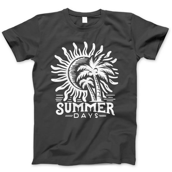 Summer Days Palm Tree Graphic T-Shirt - White Tropical Sun Tee, Beach Vacation Shirt, Unisex Casual Wear, Trendy Streetwear, Coastal Vibes Apparel