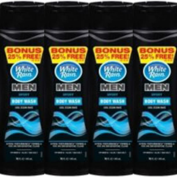 4 White Rain Men Body Wash (Sport ) With Vit E, Aloe & Sea Salt 15 fl