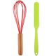 thumbnail image 1 of Juego de mini utensilios de cocina de 2 piezas: utensilios de cocina de silicona con mangos de madera, 1 of 6