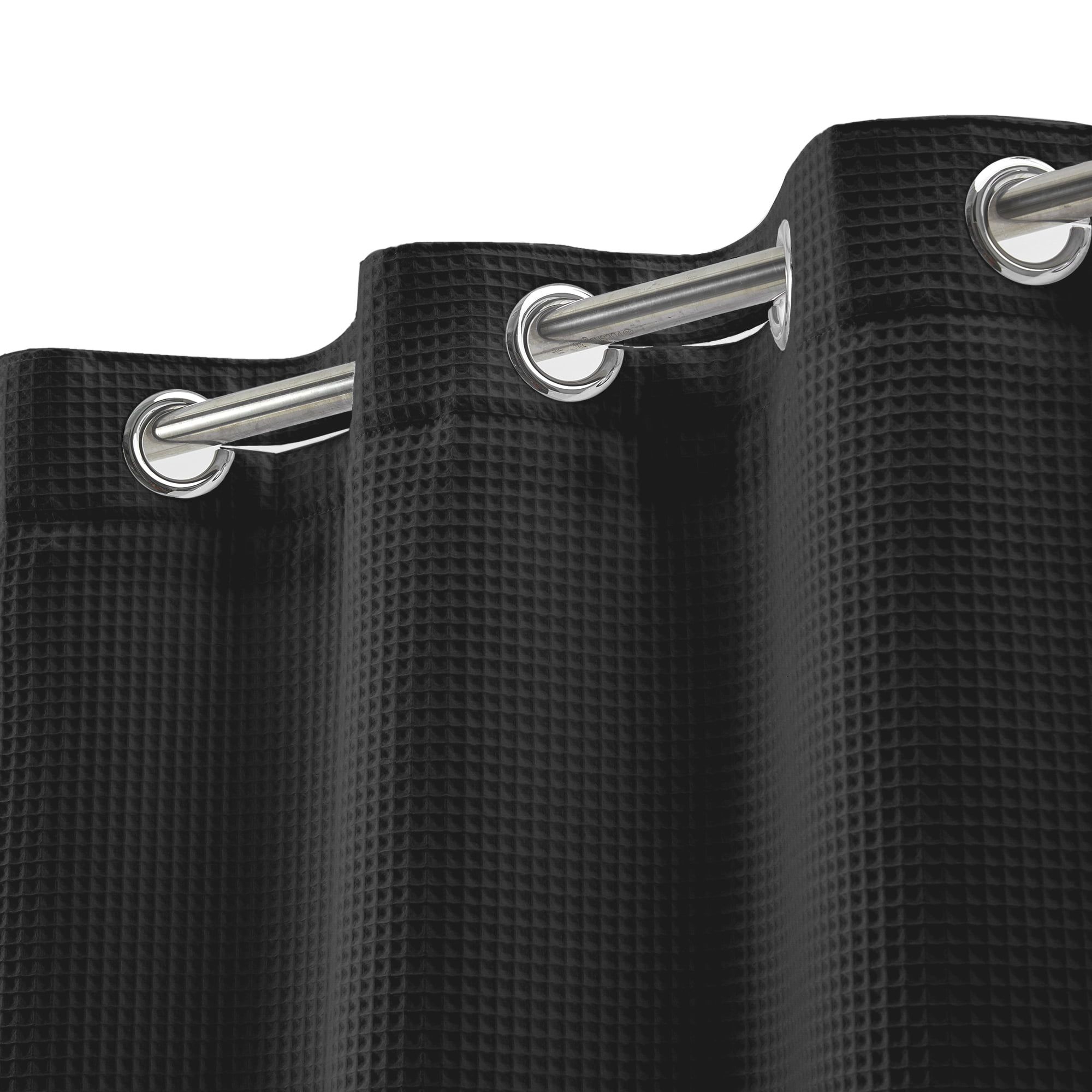 No Hook Required Waffle Weave Shower Curtain with Snapin Fabric Liner