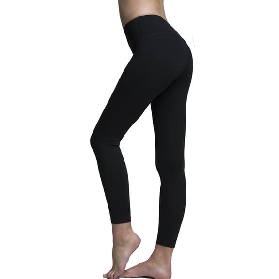 Solid Black Premium Legging with Yoga Band - Women's Plus TC