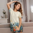thumbnail image 3 of Disketp Floral Mountain Landscape para Camisón Corto de Manga Corta para Mujeres, Camisón Cómodo con Escote Redondo, Bonito y Confortable, 3 of 6