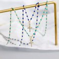 thumbnail image 3 of GKNET Boho 925 Sterling Silver Tiny Cross Cz Paved Pendant Necklace F0982-D - Gold with Deep Blue Beads, 3 of 9