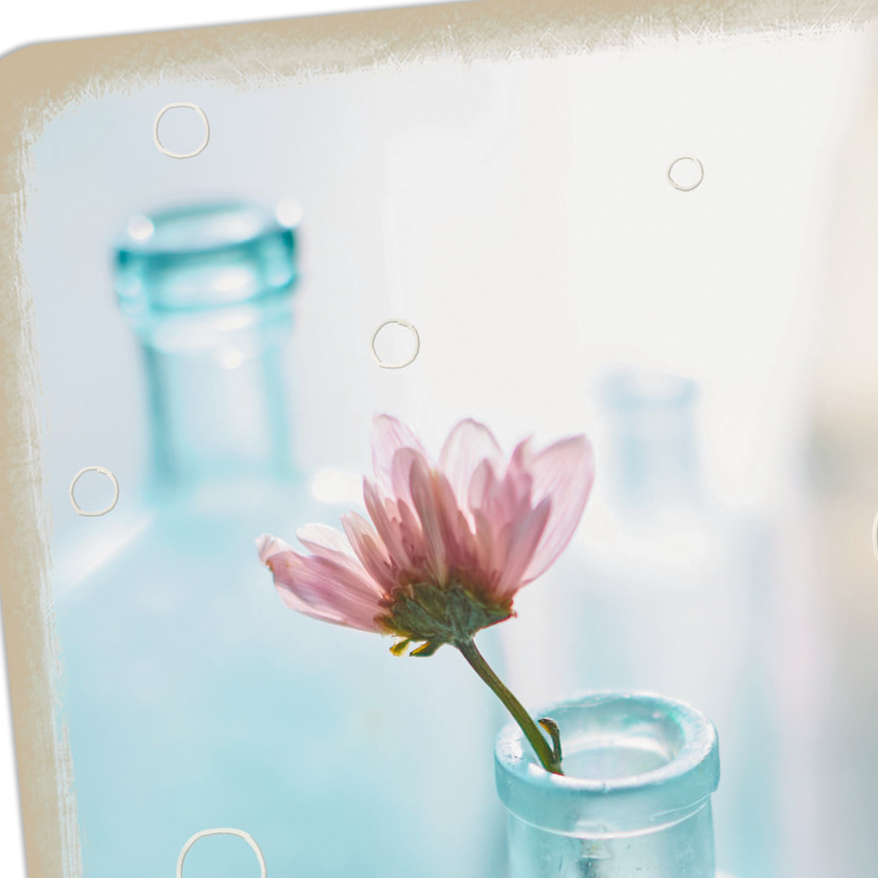 Hallmark Just Because Blank Card (Blue Jar with Pink Flower)