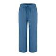 thumbnail image 3 of FASHIONPANT Fashion Casual Pants For Women Linen Wide Leg Loose High Waist Haren Pockets Pants, 3 of 6