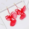 thumbnail image 4 of Sonducket Pendientes colgantes de flores de tela elegantes y hermosos para mujer, joyería llamativa, pendientes de flores Ropa, zapatos y accesorios Miscelánea blanco, 4 of 6