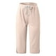 thumbnail image 4 of Pantalones capri de color liso y cintura media para niñas: pantalones informales elásticos y estilizantes, 4 of 4