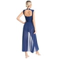 thumbnail image 4 of Jizyo Robe de Danse Lyrique en Dentelle Florale Sans Manches Robe Justaucorps Moderne Contemporaine Marine S, 4 of 7