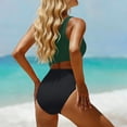 thumbnail image 6 of XIAONU Women's Color Block One Shoulder Swimwear Slim Fit Sleeveless Asymmetric One Piece Swimsuit Stretchy Modern Pool Swimsuits, 6 of 9