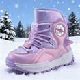 thumbnail image 2 of DMDUOU Boys Girls Winter Snow Boots Teen Lace Up Non-Slip Outdoor Warm Fleece Boots Soft Cozy Hiking Walking Shoes Purple 34, 2 of 7