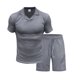 thumbnail image 4 of Mangas de Mano para Hombres Casual Sólido de Manga Corta Cuello Redondo Blusa Y Pantalones Cortos Conjunto, Traje de Dos Piezas de Poliéster de Moda para el Uso Diario de Primavera Verano, 4 of 6