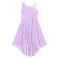 thumbnail image 4 of YONGHS Kids Girls Sparkly Sequins Wedding Party Dress Sleeveless Ruched Flower Girl High-Low Dress Lavender 8, 4 of 6