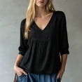 thumbnail image 4 of Women's Plus Size Peplum V Neck Lace 3/4 Sleeve Top Loose Casual, 4 of 6