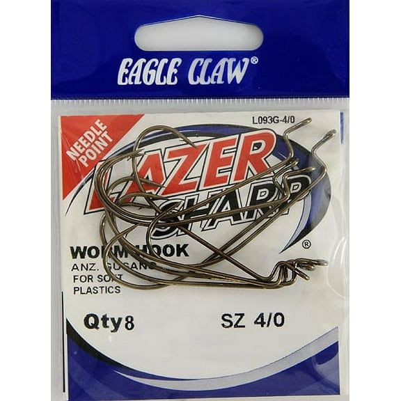 Lazer Sharp L093GH-4/0 Worm Sproat Hook, Size 4/0