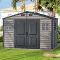 thumbnail image 4 of Duramax Woodside Plus 10.5 x 8 Plastic Vinyl Resin Outdoor Storage Shed With Foundation Kit, 4 of 17