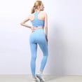 thumbnail image 3 of Conjunto de dos piezas de mallas y Top corto para mujer, conjuntos de ropa de Yoga, trajes de entrenamiento sin costuras de cintura alta, trajes de entrenamiento para Fitness, ropa de gimnasio, 3 of 5