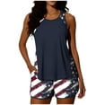 thumbnail image 3 of Pounoo Patriotic Two Piece Swimsuits Women American Flag Print Sleeveless Tops High Waisted Shorts Tankini Sets Beach Wear Gift, 3 of 7