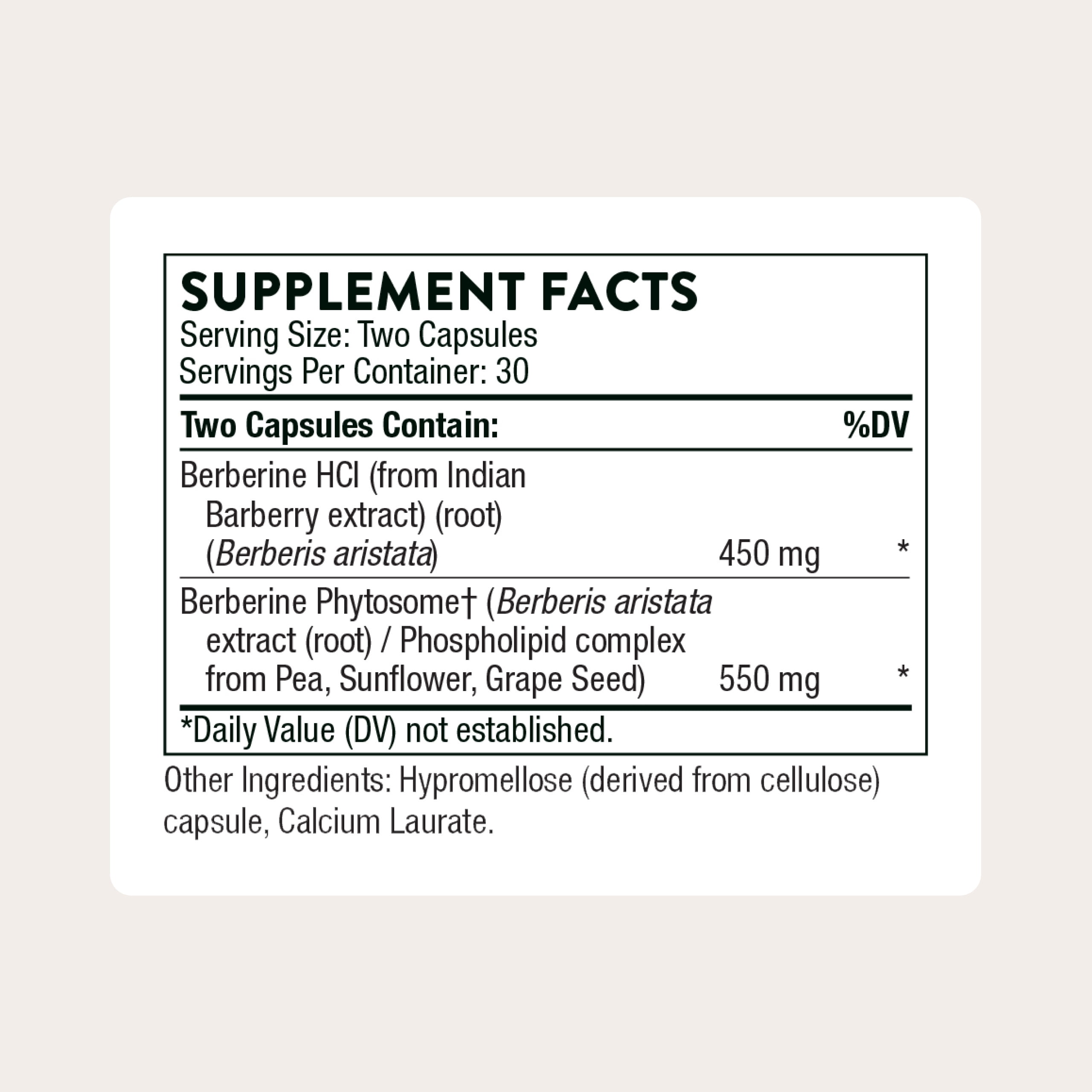 Thorne Berberine 1000 mg per Serving, Botanical Supplement, Support Heart Health, Immune System, Healthy GI, Cholesterol, Gluten-Free, Dairy-Free, 60 Capsules, 30 Servings