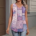 thumbnail image 3 of Iaqnaocc Womens Tank Tops 2026 Summer Sleeveless Loose Fit Geometric Print Pleated Tunic Casual Basic V-Neck Womens Tops Trendy Clothes Light Purple XL, 3 of 6