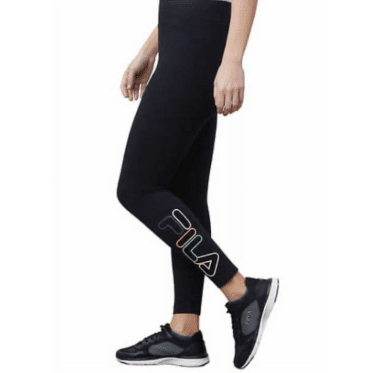 Fila Logo Womens Mid Rise 7/8 Ankle Leggings, Color: Black White - JCPenney