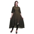 thumbnail image 1 of Bimba Robe Anarkali Brune à Imprimé Floral en Blocs pour Femmes, Col Mandarin, Kurtis Indiens, Kurta Asymétrique - Petit, 1 of 1