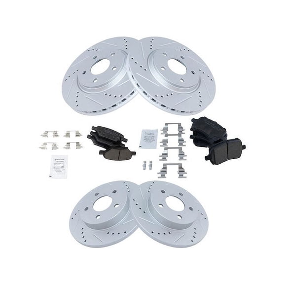 Front and Rear Brake Pad and Rotor Kit - Compatible with 2007 - 2012 Chevy Malibu 2008 2009 2010 2011