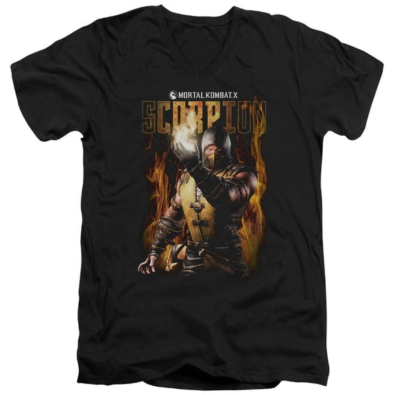 Mortal Kombat - Scorpion - Slim Fit V Neck Shirt - X-Large