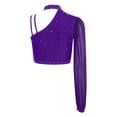 thumbnail image 4 of iiniim Women Shiny Rhinestone Dance Top Ballet Dance Adult Contemporary Shiny Crop Tops Purple M, 4 of 5