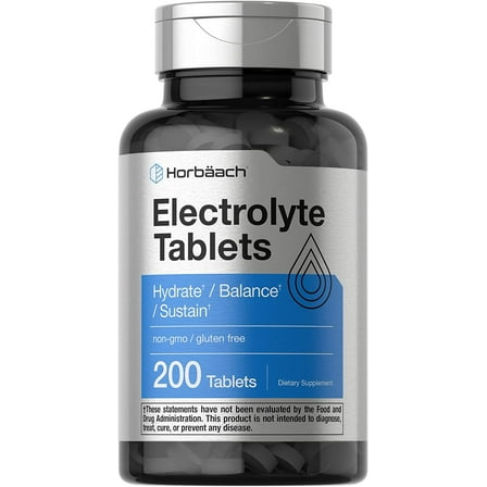 Electrolyte Tablets | 200 Count | Vegetarian Hydration Supplement for Men and Women | by Horbaach