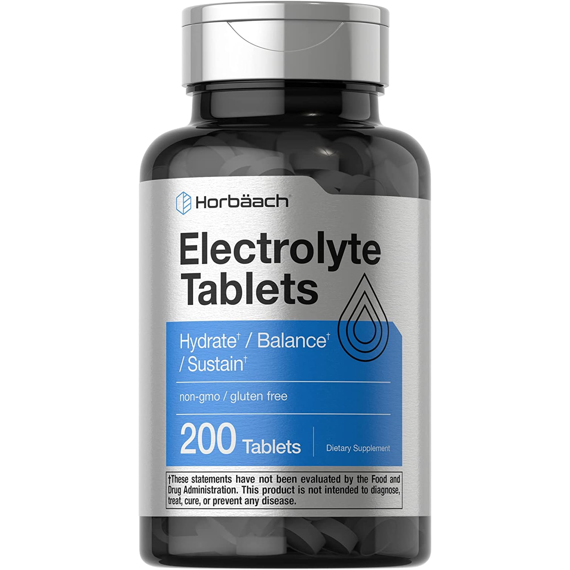 Electrolyte Tablets | 200 Count | Vegetarian Hydration Supplement for Men and Women | by Horbaach