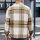 thumbnail image 3 of pstuiky camisas de manga larga para hombre, Camisa tipo cárdigan de manga larga con solapa y botones con estampado a cuadros informal para hombre. tops de invierno para hombre s, 3 of 5