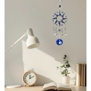 Turkish Style Blue Nazar Evil Eye with Elephants Hanging Ornament Decor-8”L