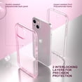 thumbnail image 5 of ULAK Phone Case for iPhone 13, Sturdy Rugged 2 in 1 Hybrid Heavy Duty Shockproof Clear Case for Apple iPhone 13 6.1 inch 2021, Pink Glitter, 5 of 9