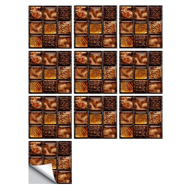 Cqxid Wall stickers Under $5 1Set 10pc Self Adhesive Tile 3D Sticker Kitchen Bathroom Wall Sticker Decoration