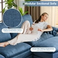 thumbnail image 6 of Zimtown Sectional U-Shaped Sofa with Ottoman, 6-8 Person Living Room Couch, 4 Seater and 3 Ottoman, Double-Layered Burlap, Blue, 6 of 11