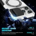thumbnail image 5 of ELEHOLD Rugged Case for iPhone 14 Pro Max with Sliding Camera Lens Cover Rotation Ring Holder Stand Function Compatible with MagSafe Shockproof Cover for iPhone 14 Pro Max,white, 5 of 8