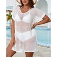 thumbnail image 2 of Drvitor Plus Size Swimsuit Cover Up for Women V-Neck Short Sleeve Crochet Tops Casual Loose Beach Swim Cover Up with Side Split, 2 of 8
