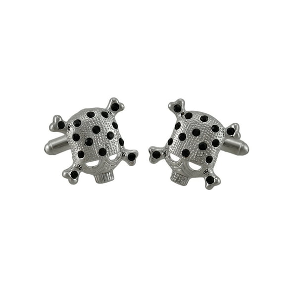 Zeckos Black Rhinestone Skull & Crossbones Cufflinks Cuff Link