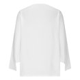 thumbnail image 4 of IROINNID en Solde Chemises Grande Taille pour Femmes Col Rond Manches Longues Confortables Imprimé Trompette Boutonné Basique Froncé Hauts Blouses Plissées, Blanc, 4 of 6
