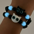 thumbnail image 6 of 2pcs/Set Vintage Cute Cat Beaded Bracelets with Luminous Glass Beads, Adjustable Elastic Wristbands with Charm, Perfect for Party and Gift-Giving, All-Season Accessory, Halloween/Christmas Gift, 6 of 12