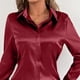 thumbnail image 5 of Sudadera con capucha extragrande,Blusa de manga larga para mujer, cuello vuelto, botones delanteros, poliéster spandex satinado, plisada, informal, para estar en casa, sopatenor, 5 of 8