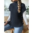 thumbnail image 4 of Womens Cap Sleeves Sweater Vest Turtle-Neck Ribbed Knit Tank Tops Basic Slim Fit Top Navy Blue One size, 4 of 8
